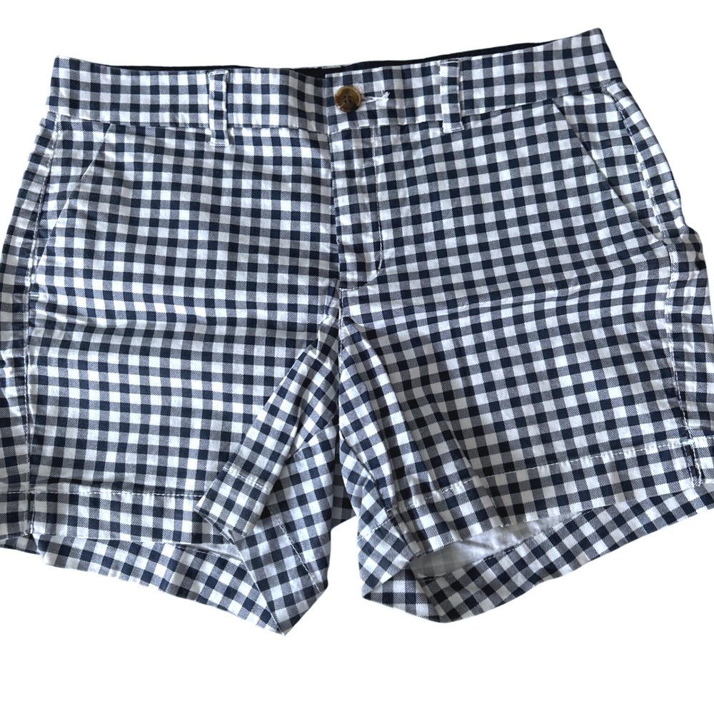 Old Navy Womens Shorts Size 6 Gingham Check Blue White Mid Rise‎ Everyday Casual